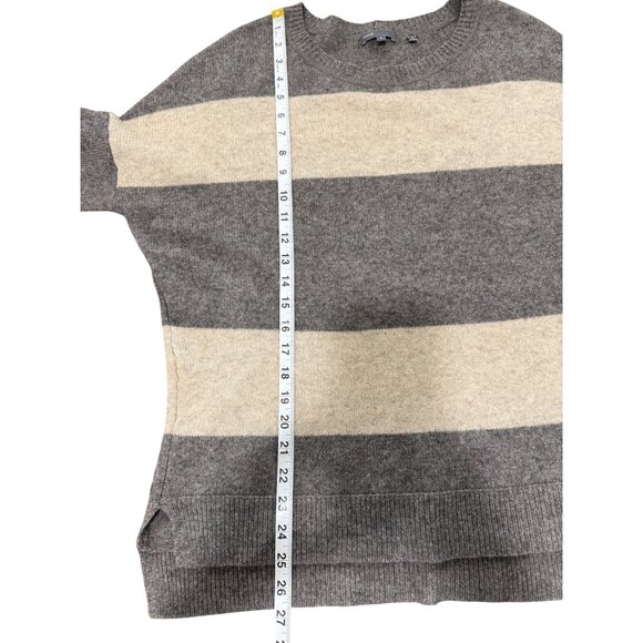 Vince Striped Sweater Wool Yak Hair Sweater Tunic Gray Cream Women Size S - Picture 7 of 8